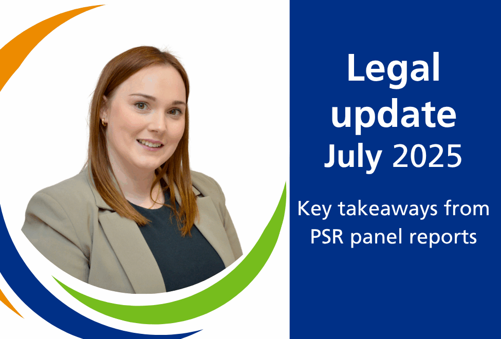 A branded photo of Ruth McColl with the words Legal update July 20205, Key takeaways from PSR panel reports