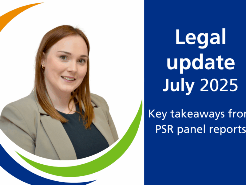 A branded photo of Ruth McColl with the words Legal update July 20205, Key takeaways from PSR panel reports
