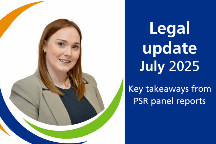 A branded photo of Ruth McColl with the words Legal update July 20205, Key takeaways from PSR panel reports
