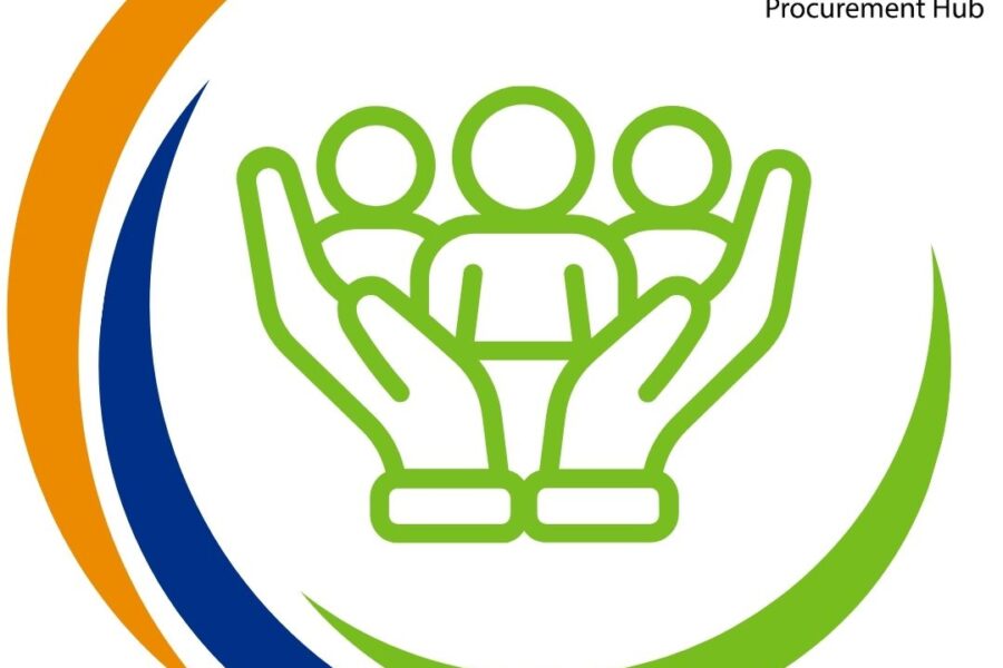 The EOECPH logo with an icon of two hands embracing three figures. The upper right hand-side corner logo reads: NHS Collaborative Procurement Hub.,