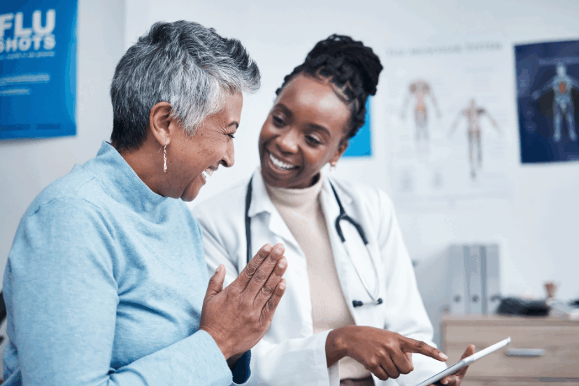 A doctor and a patient having a discussion.
