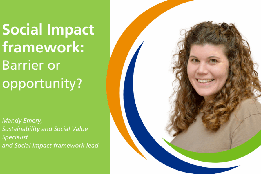 Picture of Mandy Emery and text saying 'Social Impact: Opportunity or barrier?'