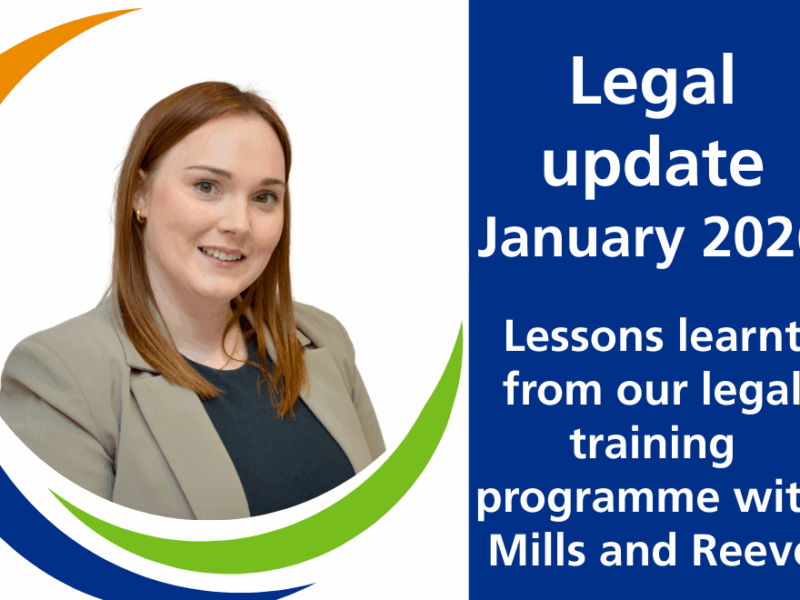 Branded picture of Ruth McColl with text reading 'Legal update January 2026 - lessons learnt from our legal training programme with Mills and Reeve'